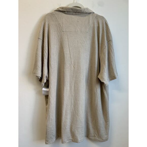 Malibu Men’s Shirt Button Down Textured Fabric Short Sleeve Beige Size 3XL NWT - Picture 10 of 12
